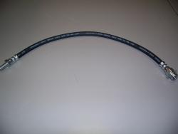 18-inch brake hose with male and female fittings for vehicle brake system connection.