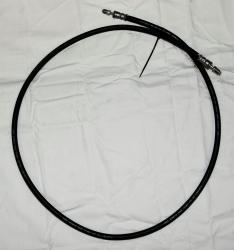 Rubber brake line, 60 inches long, with metal fittings on both ends, designed for vehicle brake system replacement.