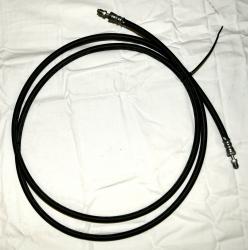 Rubber brake line, 228 inches long, flexible automotive part for brake system fluid transfer.